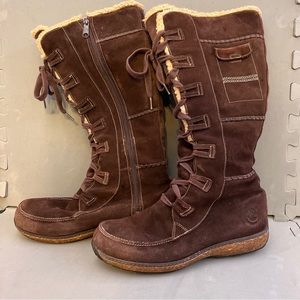 Timberland Earthkeepers Grandby 11 M Brown Suede Leather Tall Fleece Lined Boots